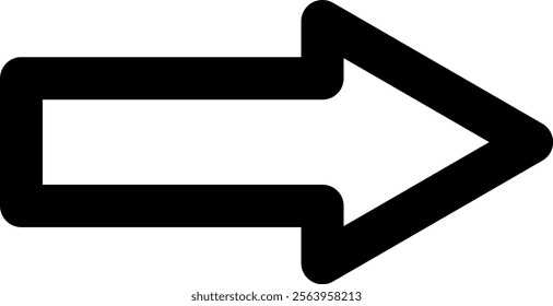 Simple black arrow pointing to the right with rounded edges, isolated vector illustration on a white background, ideal for indicating direction or progress