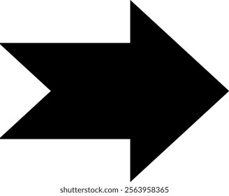 Simple black arrow pointing to the right featuring a jagged edge, ideal for indicating direction or progress in various graphic design projects