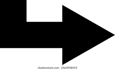 Simple black arrow pointing right, featuring a notch on the left side. Isolated vector illustration set against a clean white background, emphasizing clarity and direction