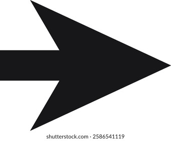 Simple black arrow pointing right against a clean white background, offering clear direction and guidance while symbolizing progress and forward movement in design