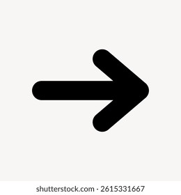 Simple black arrow pointing right. Arrow icon on a white background. Right arrow symbol for navigation. Basic  design for direction.  vector graphic.