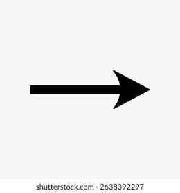 Simple black arrow pointing right on a white background. Minimalist arrow design, right-pointing bold black arrow for direction. Arrow vector graphic.