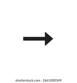 A simple black arrow pointing to the right, isolated on a white background. Perfect for web design, user interfaces, and other projects. Vector illustration design.