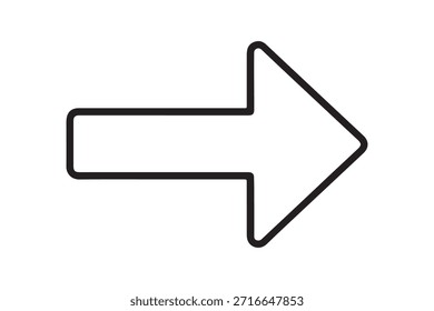 Seta preta simples apontando para a direita isolada sobre fundo branco
