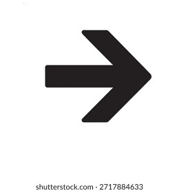 Una simple flecha negra que apunta a la derecha. La flecha tiene una cabeza triangular y un cuerpo rectangular, sobre un fondo blanco. Es un diseño minimalista comúnmente utilizado para indicar dirección o progresión.