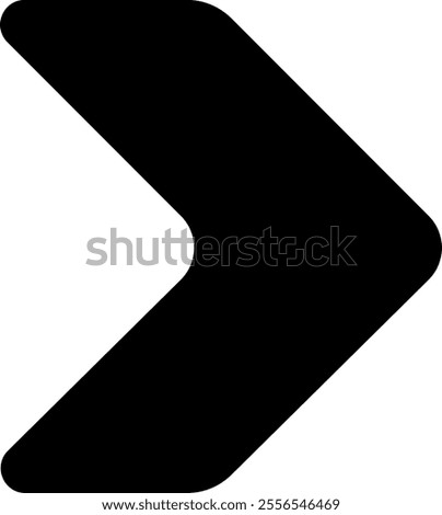 Simple black arrow pointing to the right with rounded edges, ideal for indicating direction, progress, or navigation on a clean white background