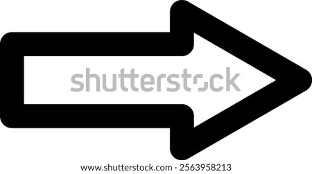 Simple black arrow pointing to the right with rounded edges, isolated vector illustration on a white background, ideal for indicating direction or progress
