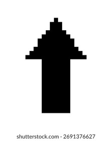 Simple Black Arrow Pointing Upward on White Background with Pixelated Effect