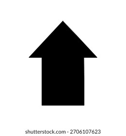 Seta preta simples apontando para cima em um plano de fundo branco limpo. Design minimalista, direção, conceito de crescimento. Perfeito para infográficos, apresentações e web design.