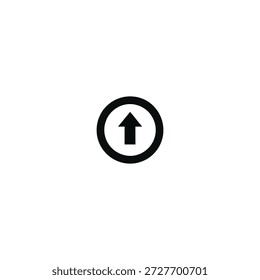 Seta preta simples apontando para cima dentro de um ícone circular sobre um fundo branco