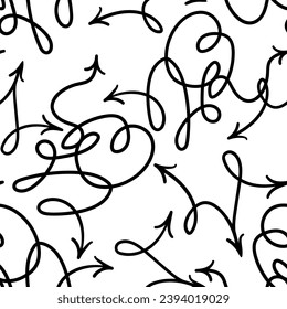 simple black arrow seamless pattern in vector. background wallpaper in doodle style. graphics for application sites for layout and printing of texts and images