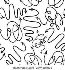 simple black arrow seamless pattern in vector. background wallpaper in doodle style. graphics for application sites for layout and printing of texts and images