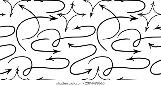 simple black arrow seamless pattern in vector. background wallpaper in doodle style. graphics for application sites for layout and printing of texts and images