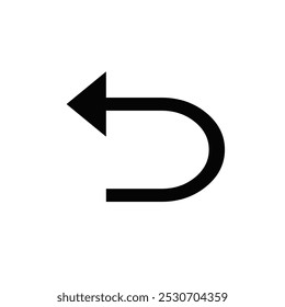 Simple black arrow sign on white background.