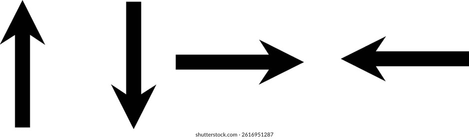 Simple Black Arrow Silhouettes - Navigation Icons in High Contrast