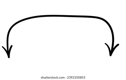 simple black arrow in vector. pointer icon in doodle style. graphics for application sites for layout and printing of texts and images