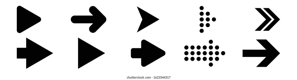 simple black arrows set. stock vector