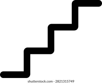 Simple black of ascending stairs with rounded corners symbol white ascent