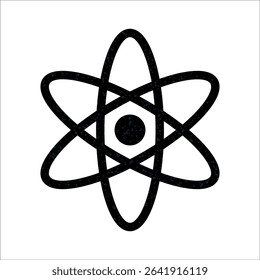 Simple black atom design on a white background