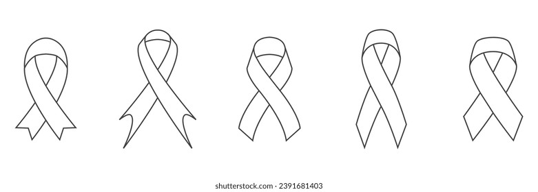 Simple Black awareness ribbon flat icon set on transparent background. Symbol of mourning and melanoma. Raster version. awareness ribbon as a symbol of humanity, moral support, 