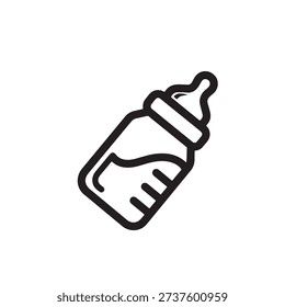 Simple black baby bottle icon on white