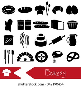 simple black bakery items icons set eps10
