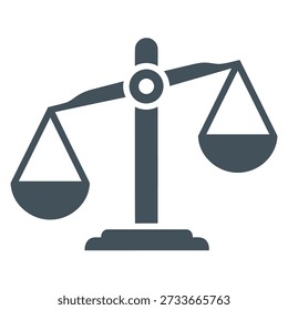 Ilustración simple de la escala del equilibrio negro sobre fondo blanco