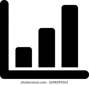 Icono simple de gráfico de barras negras que representa el crecimiento y el análisis de datos para los informes de negocios Vector