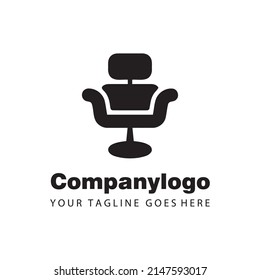 simple black barbershop chair logo design