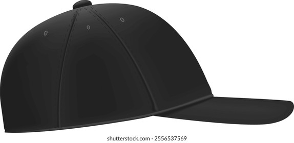 Simple black baseball cap featuring a classic design, perfect for casual wear, sports, or promotions, isolated on a white background for versatile use