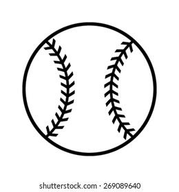 Simple Black Baseball With Stitches Vector Icon