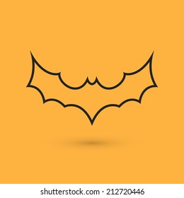 Simple black bat icon. Perfect for Halloween banners, posters and backgrounds. Vector illustration