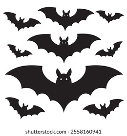 simple black bat silhouettes on white