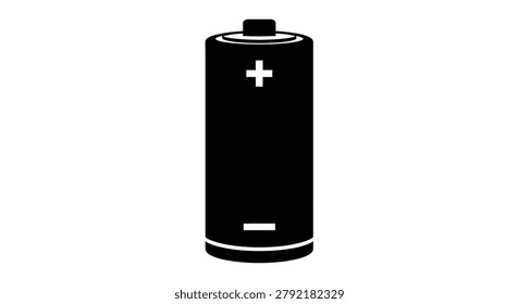 Simple black battery icon with plus