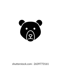 Simple black bear face icon on white background.