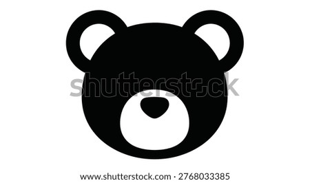 Simple black bear head illustration with a minimalist flat design silhouette
