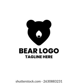 Simple Black Bear Head Logo for Branding