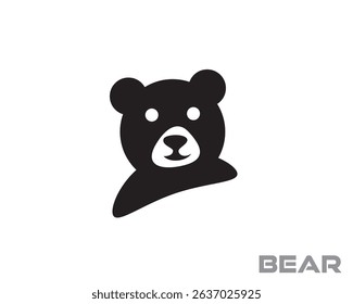 simple black bear panda profile art logo design template illustration inspiration