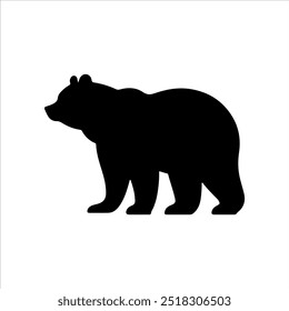 Simple black bear silhouette vector illustration design on white background.