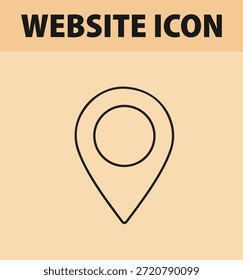 Un simple ícono de Sitio web negro y beige con un símbolo de pin de ubicación sobre un fondo sólido