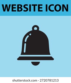 Un simple icono de campana negro sobre un fondo azul claro con un Anuncio de notificación de Sitio web