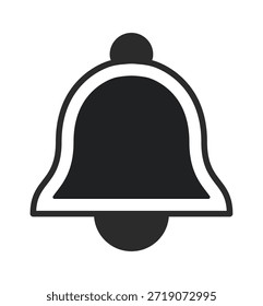 Um simples ícone de sino preto, simbolizando notificações ou alertas, com linhas limpas e contraste em negrito.