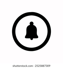 Simple Black Bell Notification Icon In Circle