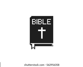 Simple black bible pixel art on white background