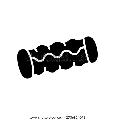 A simple, black bicycle handlebar grip with a wavy design on a white background.