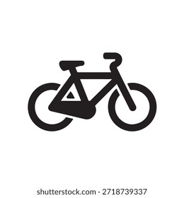 Simple black bicycle icon on a clean white background representing cycling and transportation