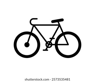 Simple black bicycle icon, perfect for websites, apps, or infographics needing a clean, minimalist design.  Versatile and easily adaptable to various styles.