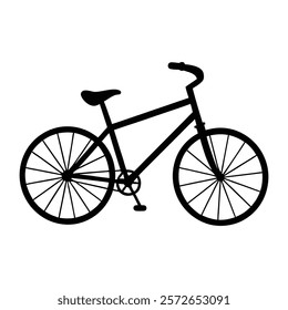 Simple Black Bicycle Silhouette on White Background