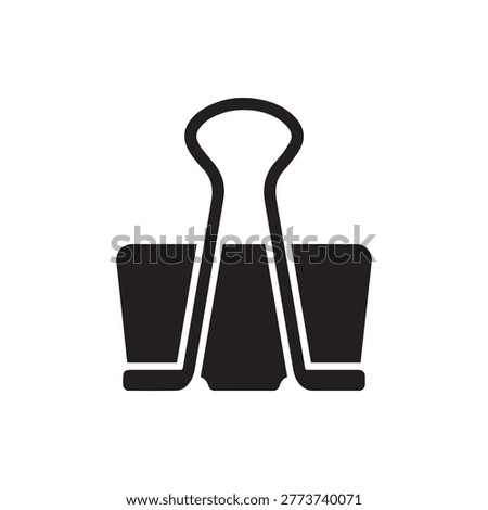 Simple black binder clip icon for professional office document storage