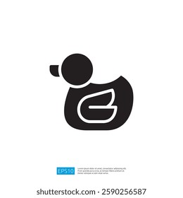 Simple Black Bird Icon on a Clean White Background with Minimalist Design and Style For Illustration Purposes.